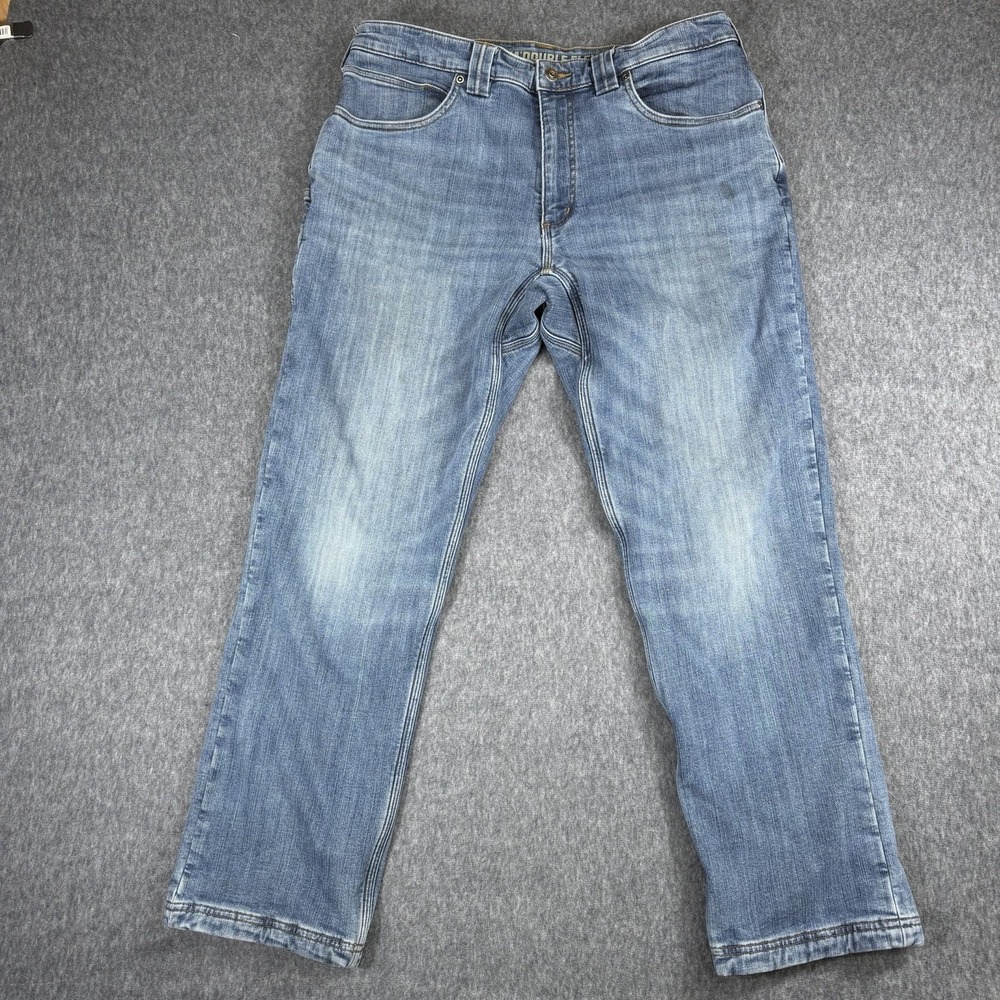 Duluth Jeans Mens 36x30 Blue Ballroom Double Flex Flannel Lined Denim Pants Work